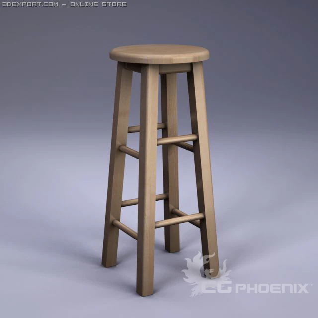 tall stool 3D Model .c4d .max .obj .3ds .fbx .stl .blend 