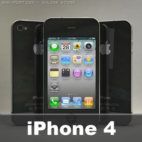 iphone4 3D Model .c4d .max .obj .3ds .fbx .stl .blend