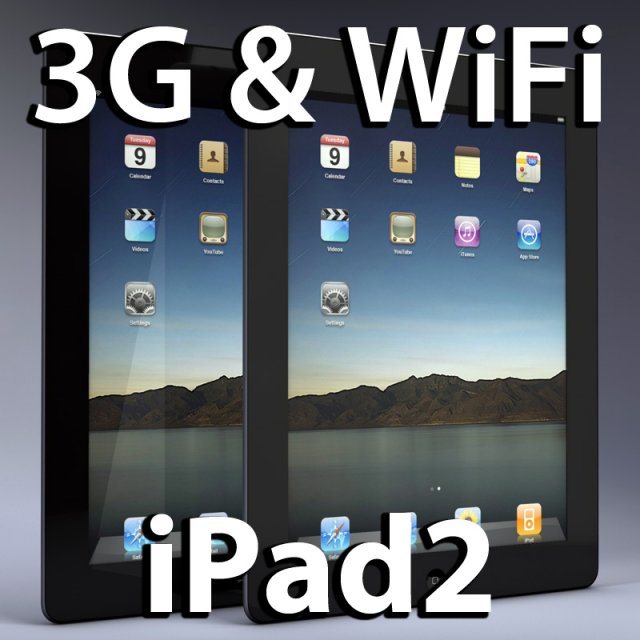 ipad2 3D 模型 .c4d .max .obj .3ds .fbx .stl .blend 