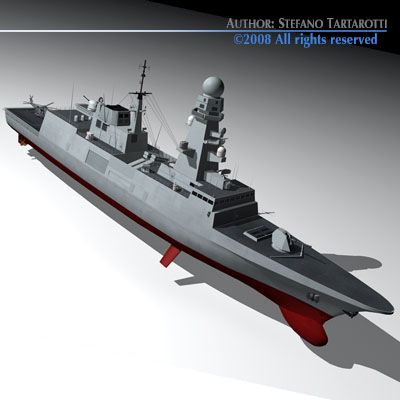 fremm multipurpose frigate Modelo 3D .c4d .max .obj .3ds .fbx .stl .blend 