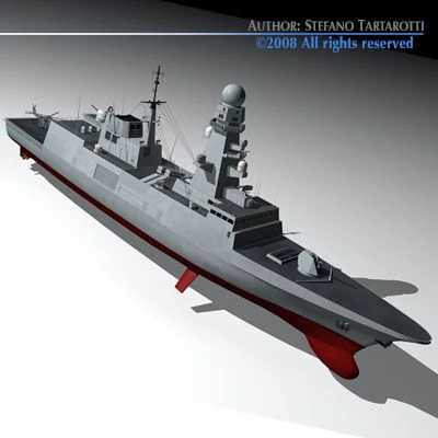 fremm multipurpose frigate 3D Model .c4d .max .obj .3ds .fbx .stl .blend 