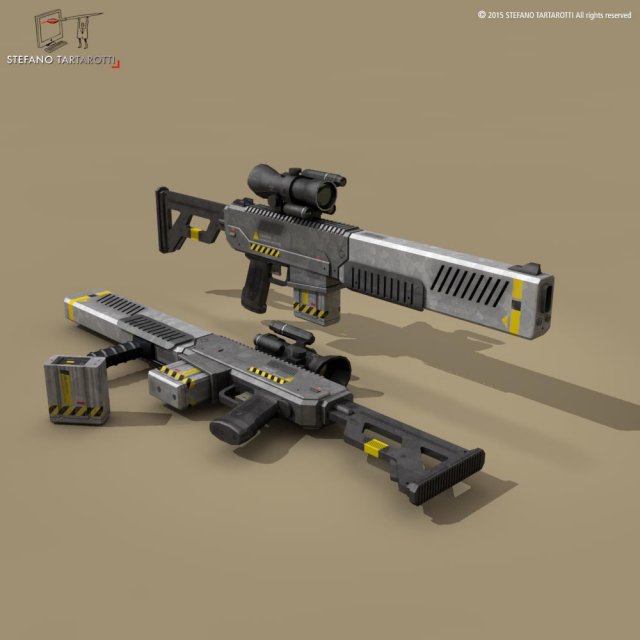 sci fi battle rifle 3D 模型 .c4d .max .obj .3ds .fbx .stl .blend 