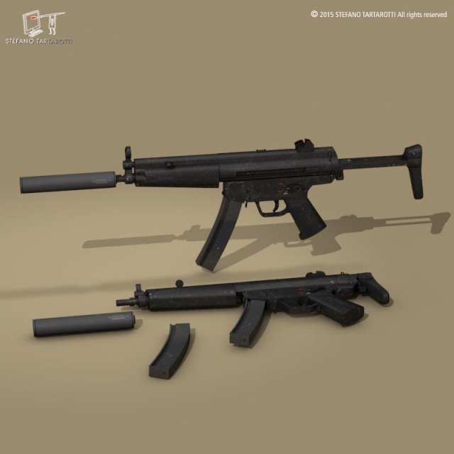 mp5 rifle 3D मॉडल .c4d .max .obj .3ds .fbx .stl .blend 
