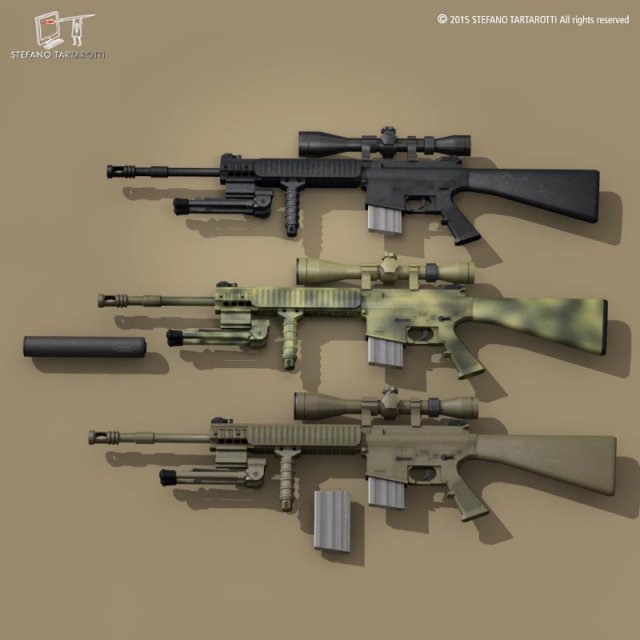 mk12 sniper rifle Modelo 3D .c4d .max .obj .3ds .fbx .stl .blend 