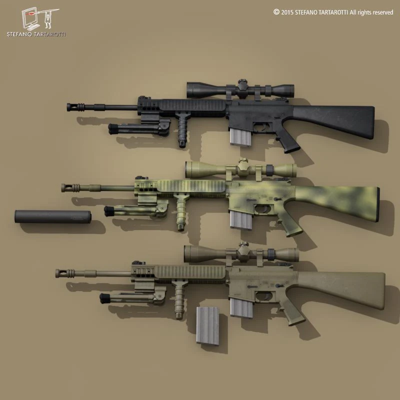 fucile da cecchino mk12 Modello 3D .c4d .max .obj .3ds .fbx .stl .blend 
