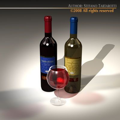 wine bottles 3D Model .c4d .max .obj .3ds .fbx .stl .blend 
