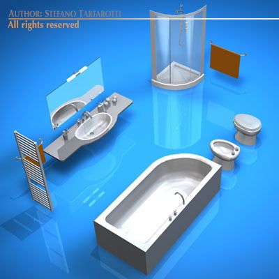 bathroom elements 3D Model .c4d .max .obj .3ds .fbx .stl .blend 