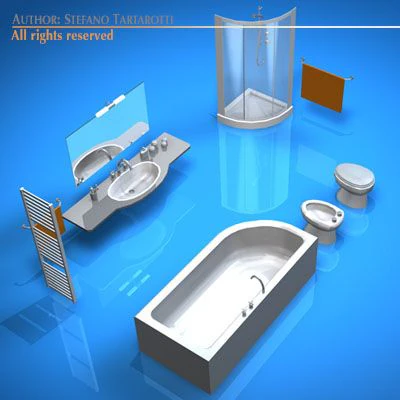 bathroom elements 3D Model .c4d .max .obj .3ds .fbx .stl .blend 