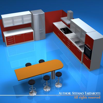 kitchen furniture 3D Model .c4d .max .obj .3ds .fbx .stl .blend 