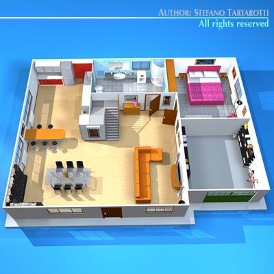 house cutaway2 3D Model .c4d .max .obj .3ds .fbx .stl .blend 