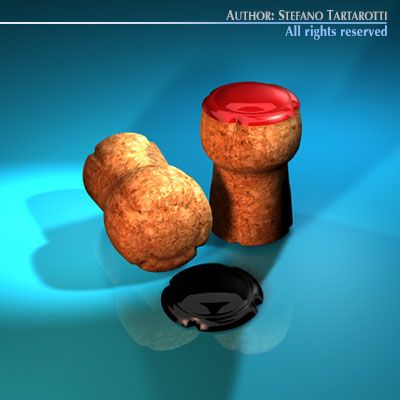 champagne cork 3D Model .c4d .max .obj .3ds .fbx .stl .blend 