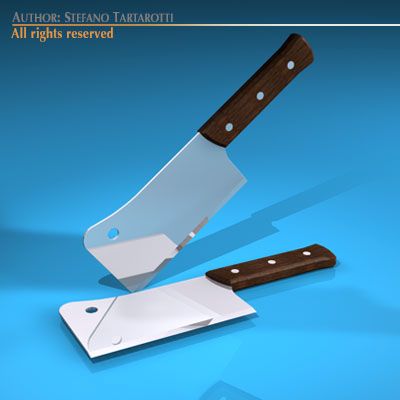 meat cleaver 3D Модель .c4d .max .obj .3ds .fbx .stl .blend