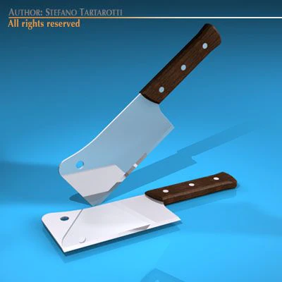 meat cleaver 3D Model .c4d .max .obj .3ds .fbx .stl .blend