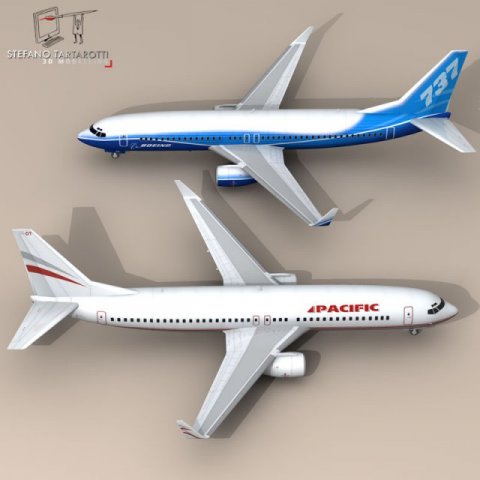 b737 800 3D Model .c4d .max .obj .3ds .fbx .stl .blend