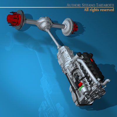 truck engine 3D Model .c4d .max .obj .3ds .fbx .stl .blend 