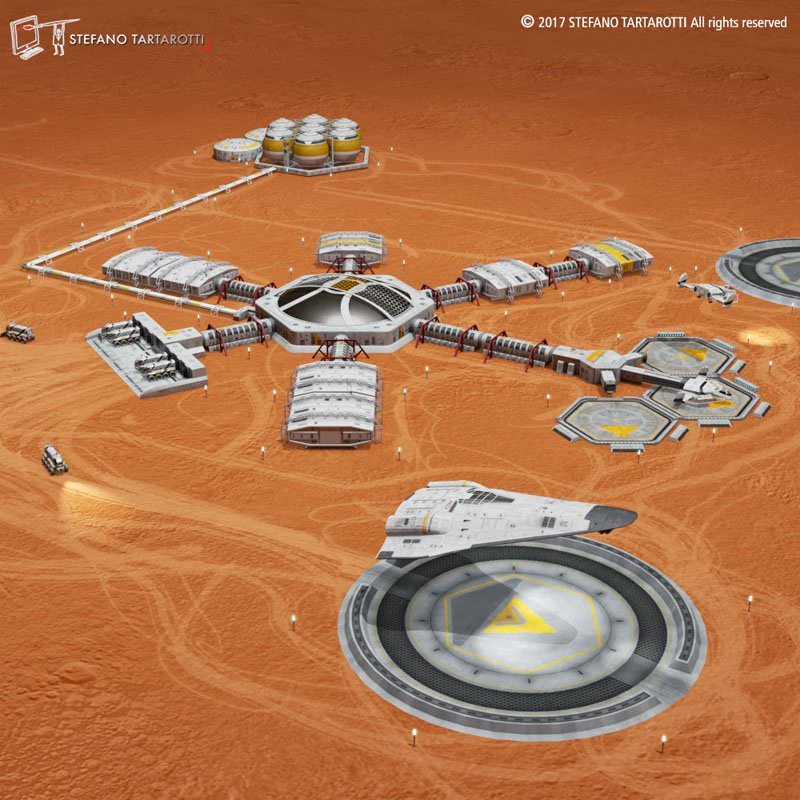 moon or mars base 3D Model .c4d .max .obj .3ds .fbx .stl .blend 