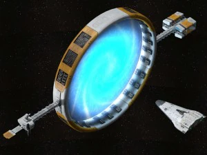 stargate with sci-fi shuttle 3D Model