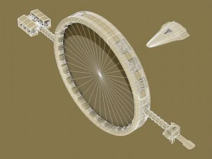 stargate with sci-fi shuttle 3D Model