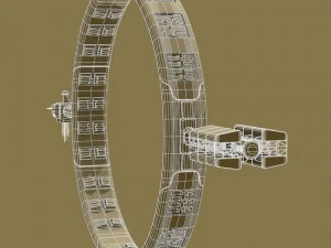 stargate with sci-fi shuttle 3D Model