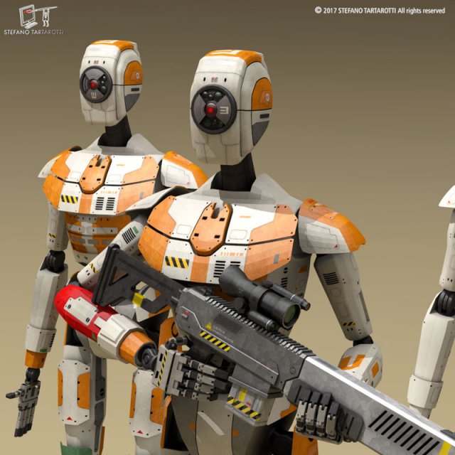 sci-fi droid 3D 模型 .c4d .max .obj .3ds .fbx .stl .blend 