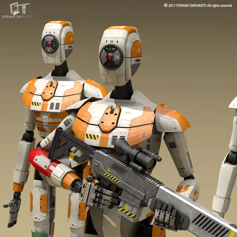sci-fi droid 3D Model .c4d .max .obj .3ds .fbx .stl .blend 