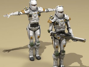 sci-fi female armoured soldier 3D Модель