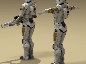 sci-fi female armoured soldier 3D Модель