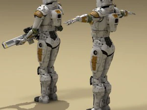 sci-fi female armoured soldier 3D Model