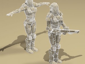 sci-fi female armoured soldier 3D Модель