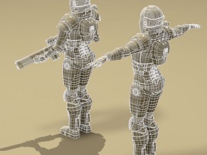 sci-fi female armoured soldier 3D Модель