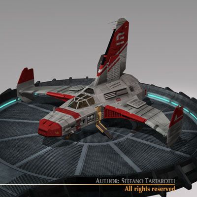 spaceship with landing dock 3D Модель .c4d .max .obj .3ds .fbx .stl .blend 