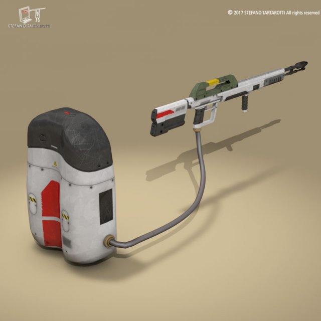 sci-fi flamethrower 3Dモデル .c4d .max .obj .3ds .fbx .stl .blend 