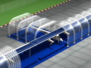 solar impulse with inflatable hangar 3D Model