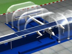 solar impulse with inflatable hangar 3D Model