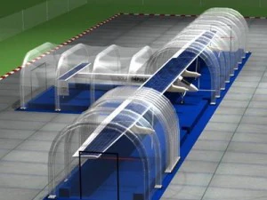 solar impulse with inflatable hangar 3D Model