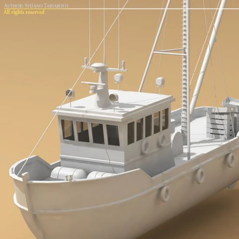fishing boat 3D Model .c4d .max .obj .3ds .fbx .stl .blend 