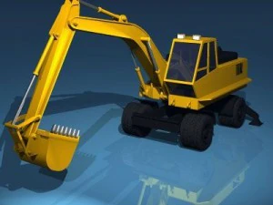 바퀴가 달린 굴착기 3D 모델