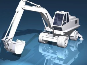 excavator with wheels 3D Model