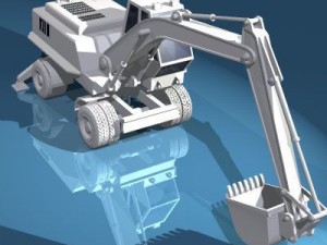excavator with wheels 3D Model