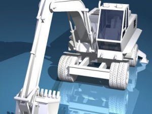 excavator with wheels 3D Model