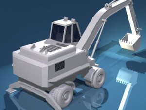 excavator with wheels 3D Model