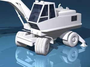 excavator with wheels 3D Model