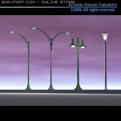street lamps set 3D Model .c4d .max .obj .3ds .fbx .stl .blend 