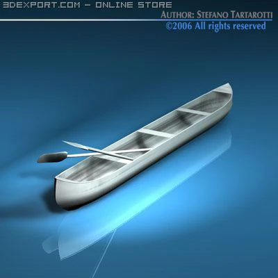 canoe with paddles 3D Model .c4d .max .obj .3ds .fbx .stl .blend 