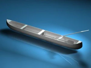 canoe with paddles 3D Model