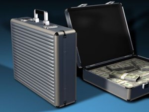 suitcase with dollars 3D Model