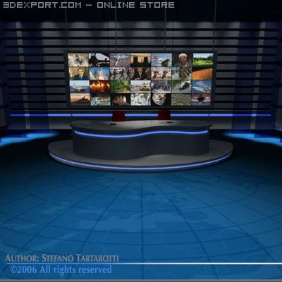 tv news studio 3D Model .c4d .max .obj .3ds .fbx .stl .blend 