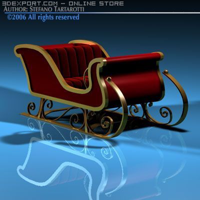 santa claus sled Model 3D .c4d .max .obj .3ds .fbx .stl .blend 