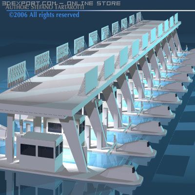 highway pay toll building Modelo 3D .c4d .max .obj .3ds .fbx .stl .blend 