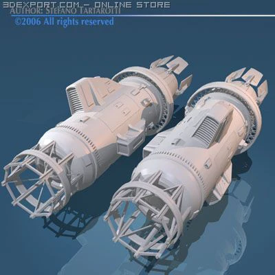 spaceship engines 2 3D Model .c4d .max .obj .3ds .fbx .stl .blend 